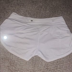 white lululemon speed up shorts